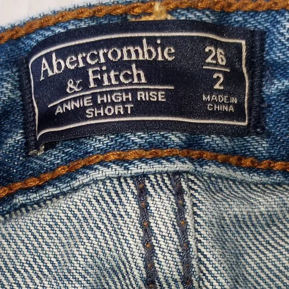 Abercrombie & Fitch Annie High Rise Blue Denim Jean Shorts - Picture 3 of 5